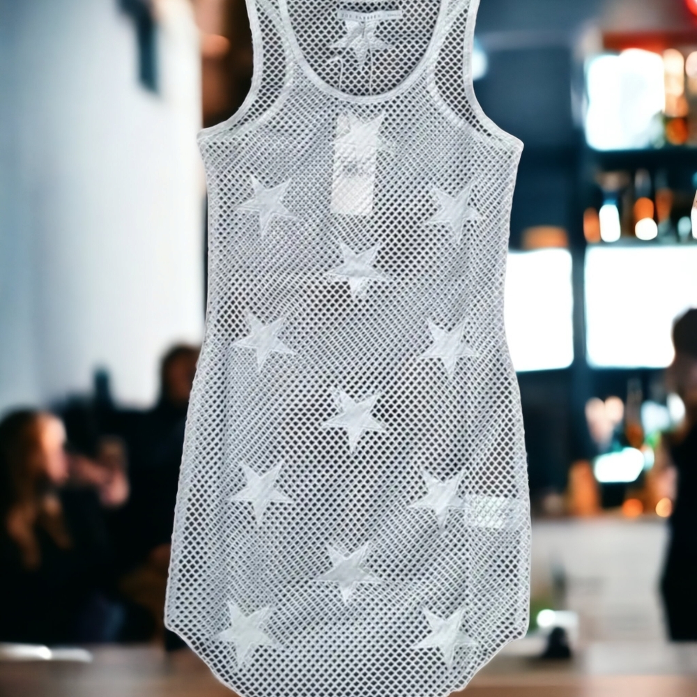 NEW Zoe Karssen WHITE STAR MESH TANK Dress XS 6/8 uk - Picture 1 of 6